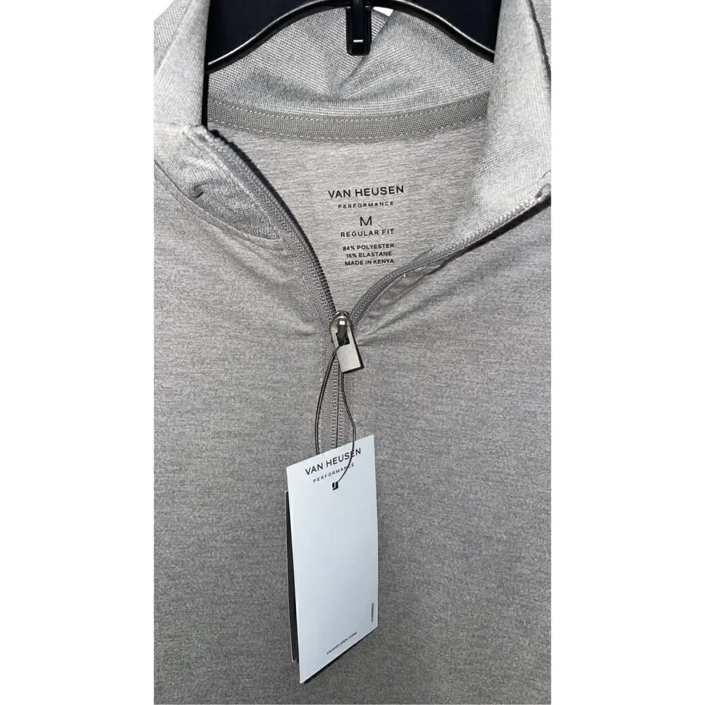 Van Heusen Performance Regular Fit Men’s Quarter Zip, Gray Size Medium NWT
